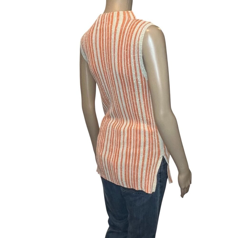 Revolve House of Harlow Top Small orange Gold sleeveless Knit Striped Mock Neck - Picture 3 of 11